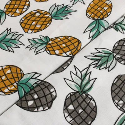 Hot Selling Breathable 100% Polyester Woven Pineapple Cartoon Digital Printing Fabric for Hawaii Beach Pants
